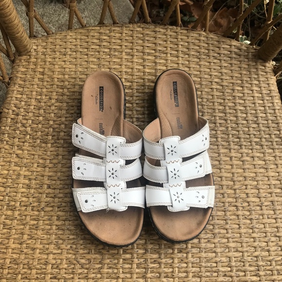 Clarks Women Leisa Spring Slide Sandals-9W White - Picture 1 of 5